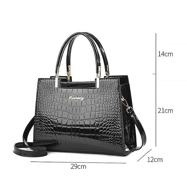 Black Crocodile Pattern Women's Elegant Handbag Leather | FashionChic