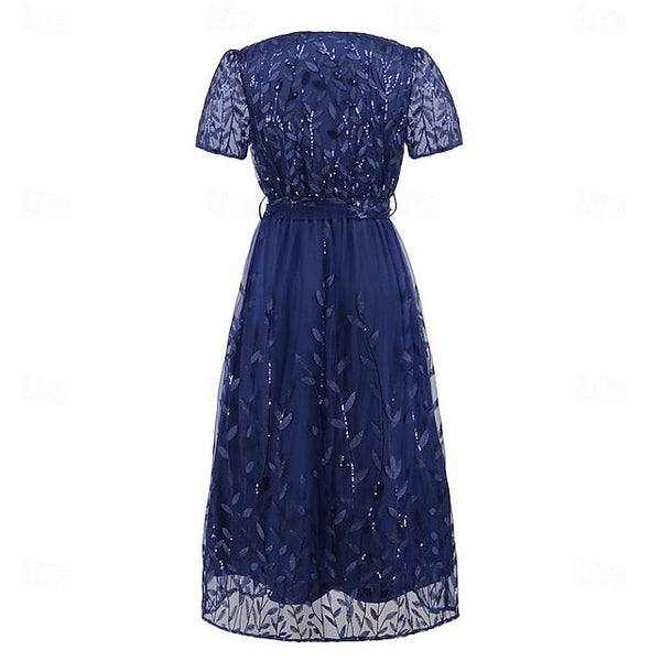 Dress Mother A-Line Bride Sequin Neck V of Elegant the FashionChic