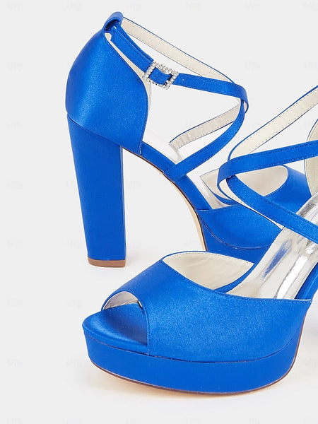High Peep and Women's Sandals Heel Platform Toe Satin with FashionChic