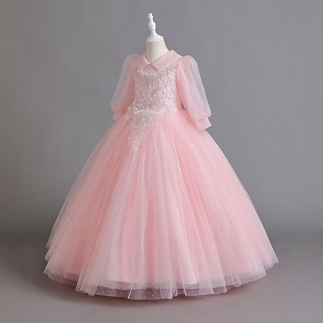 Half Girls' Color Flower Girl Solid Dress Party Kids FashionChic