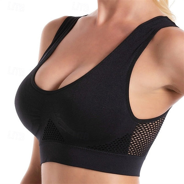 Sports Bra Hollow Mesh Back Sports Bra Fitness Yoga Vest FashionChic