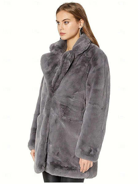 Knitting Faux Coat Pocket Warm Women's Comfortable Fur FashionChic