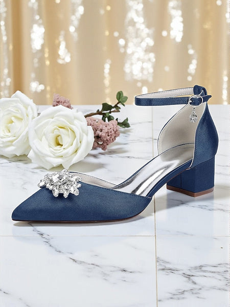 with Block Shoes Satin Burgundy Wedding Women's Heel FashionChic