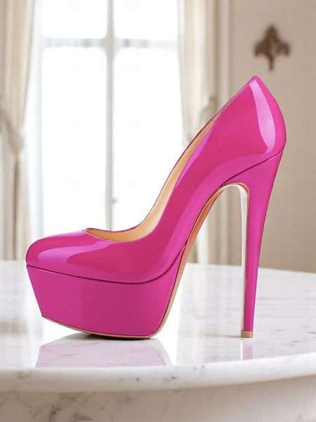 Platform Black Women's Pointed-Toe and with Heels Patent FashionChic