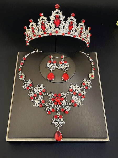 Rhinestone Set Elegant and – Women's Jewelry Tiara Silver FashionChic