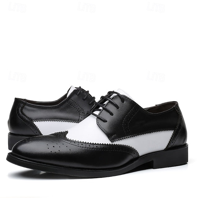 White Dress Brogue Black and with Oxford Shoes Men's FashionChic