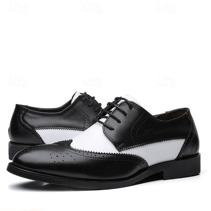 White Dress Brogue Black and with Oxford Shoes Men's FashionChic