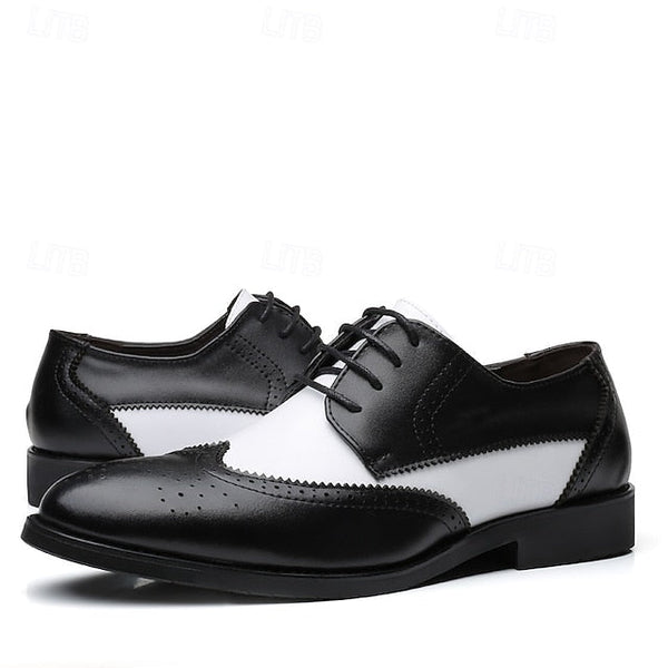 White Dress Brogue Black and with Oxford Shoes Men's FashionChic