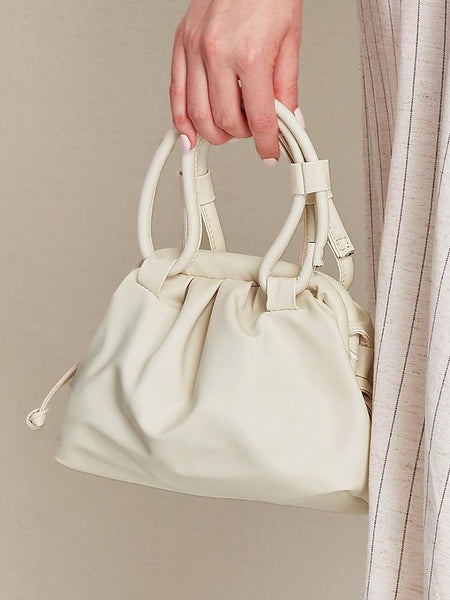Handbag Cream Elegant with Drawstring Closure Women's – FashionChic