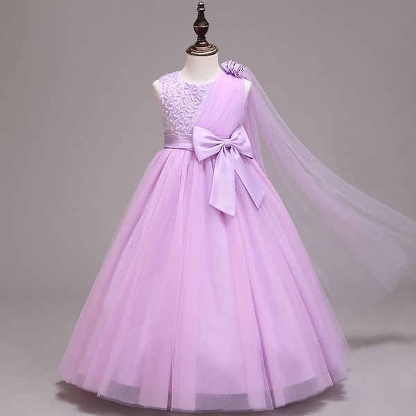 Dress Girls' Flower Colored Girl Kids Solid FashionChic