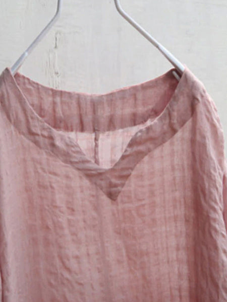 Plus Size Buykud Hand-Made Loose Linen Cotton Dress OO1031 BK