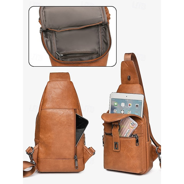 with Sling Faux Brown Bag Women's Leather Crossbody FashionChic