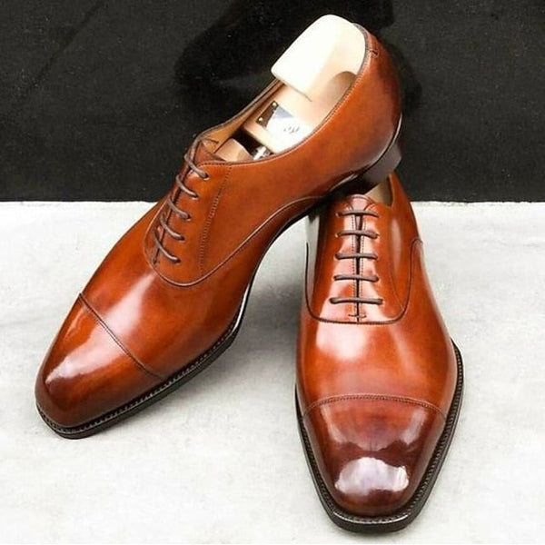 Oxford Dress Faux Leather Shoes Men's Classic – Brown Cap FashionChic