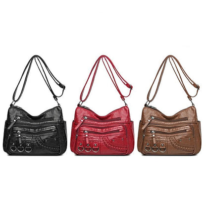 Multiple Crossbody with Vintage Leather Women's Faux Bag FashionChic