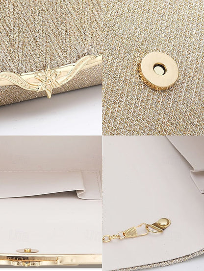 - Handbag Clutch Elegant Gold Glitter Party Women's Evening FashionChic