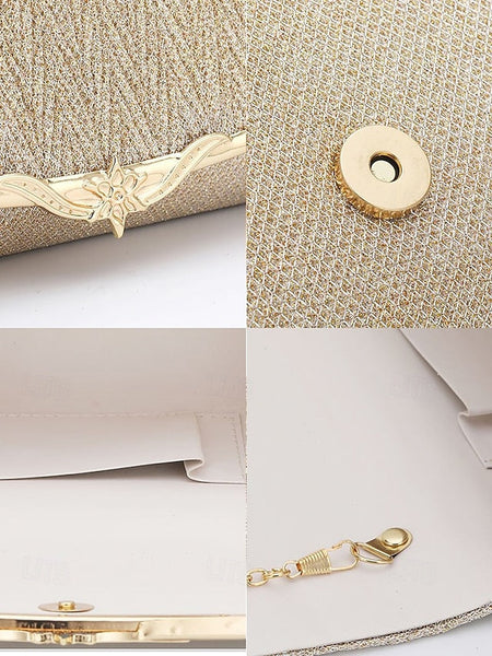 - Handbag Clutch Elegant Gold Glitter Party Women's Evening FashionChic