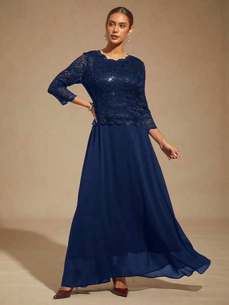 Women's Maxi Dress Chiffon Dress Lace Sequins Embroidered FashionChic