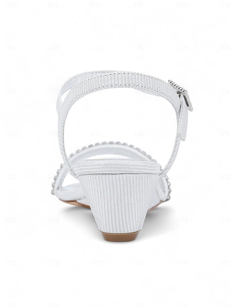 - Women's Champagne Rhinestone Sandals Open Toe Wedge FashionChic