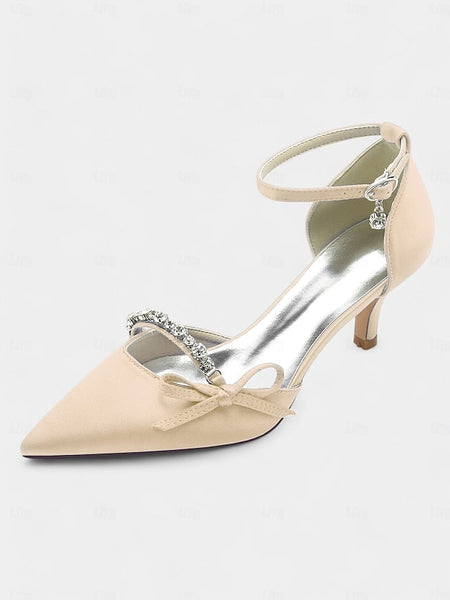 Pointed-Toe Wedding – Shoes Heel Elegant Kitten Women for FashionChic
