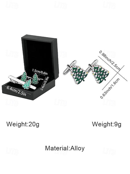 Festive Men's - and Cufflinks Clip Tree Set Christmas Tie FashionChic