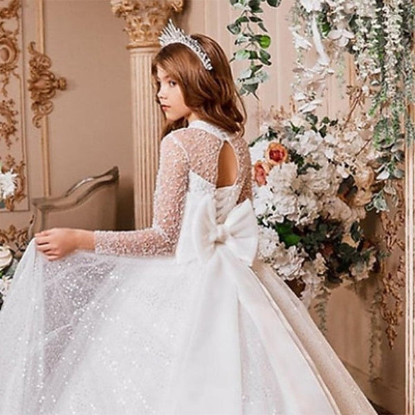 Girl Dress Solid Color Kids Party Girls' Flower Long FashionChic