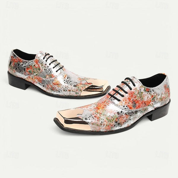 Patent – Leather Men's Floral Oxford Shoes Printed FashionChic