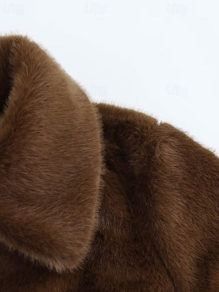 Coat Comfortable Faux Teddy Fur Women's Buttons Warm FashionChic