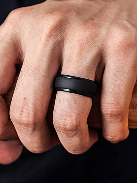 Ring Matte Black Comfortable Silicone Durable for Men – FashionChic