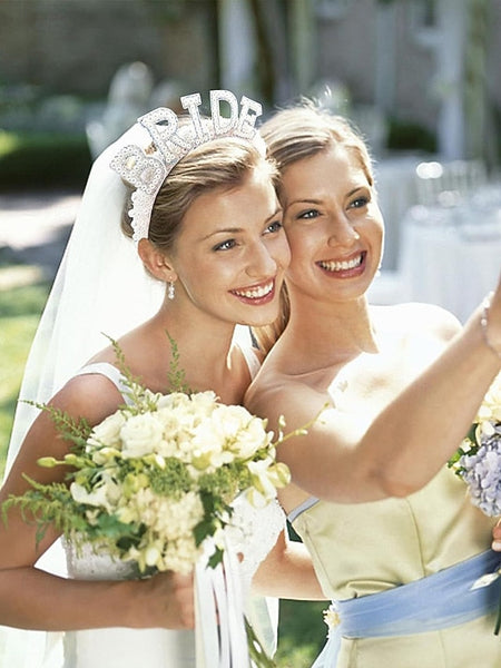 – with Pearl-Embellished Headband Veil 'BRIDE' FashionChic