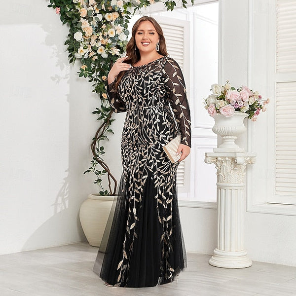 Mermaid Trumpet Floor Length Evening Gown Sparkle Plus Size FashionChic