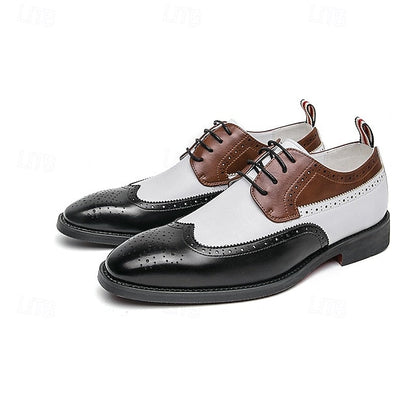 Men's Tri-Color Shoes Brogue in Oxford Black Wingtip FashionChic