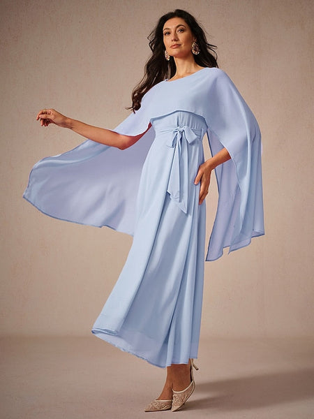 Women's Wedding Guest Cocktail Dress A Line Maxi  Chiffon FashionChic