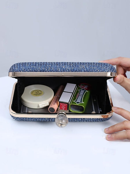 Straw Pearl Elegant Clutch Stylish with Purse - Clasp FashionChic