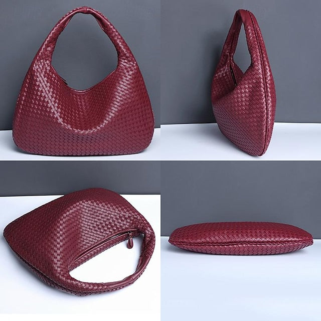 Hobo Leather Burgundy Women's Bag – Woven Faux Chic FashionChic