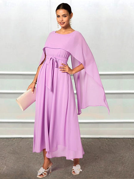 Women's Wedding Guest Cocktail Dress A Line Maxi  Chiffon FashionChic