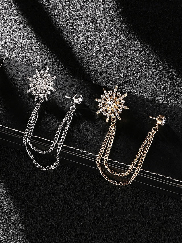 Gold Elegant Lapel Stylish Chains with Pin Crystal – Star FashionChic