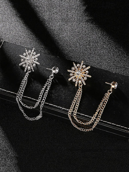 Gold Elegant Lapel Stylish Chains with Pin Crystal – Star FashionChic