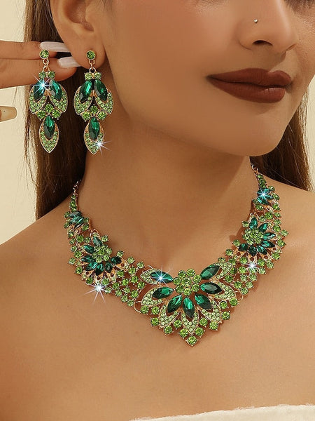Crystal Green – Necklace Set Jewelry Elegant Statement FashionChic