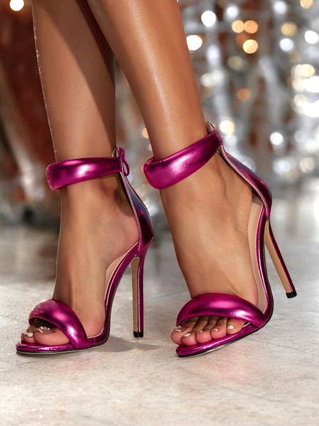 Ankle Women Fuchsia for Stiletto Heels - Metallic Strap FashionChic