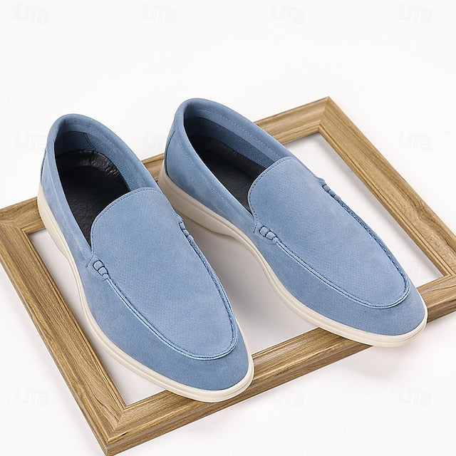 Loafers Men's Slip-On Blue Faux Light – Breathable Casual FashionChic