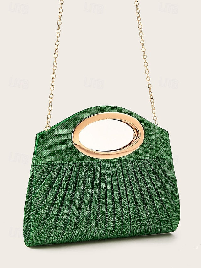 Gold Glitter Women's Clutch Bag with Handle Evening FashionChic