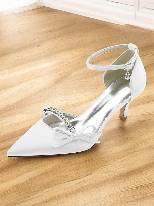 Pointed-Toe Wedding – Shoes Heel Elegant Kitten Women for FashionChic