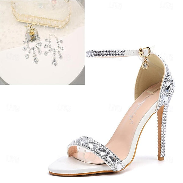 Stiletto Ankle with Matching Women's Heels Rhinestone Green FashionChic