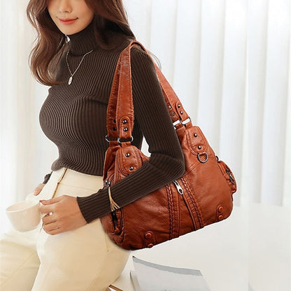 Boston Leather Handbag Shoulder Bag Women's Hobo PU FashionChic