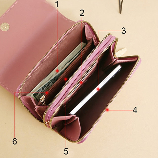 PU Crossbody Phone Bag Mobile Leather Women's Wallet FashionChic