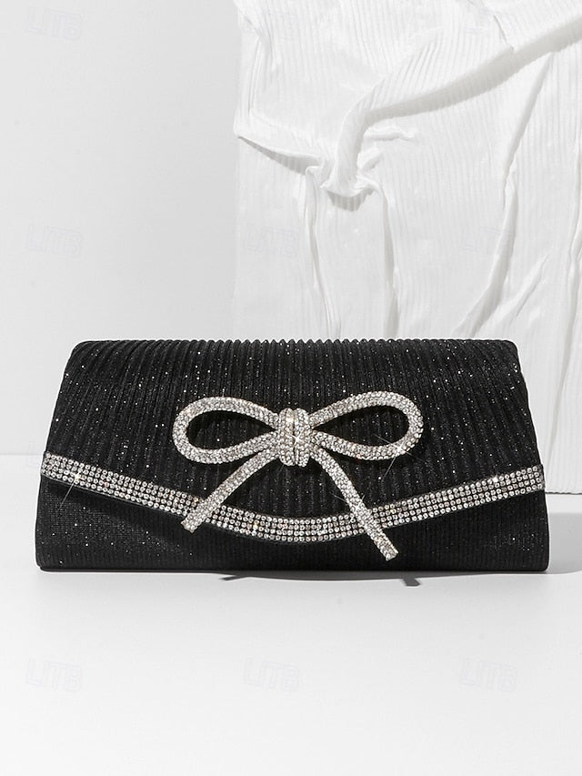 Purse Accent Blue Bow Rhinestone Clutch Glitter with FashionChic