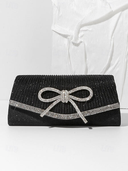 Purse Accent Blue Bow Rhinestone Clutch Glitter with FashionChic