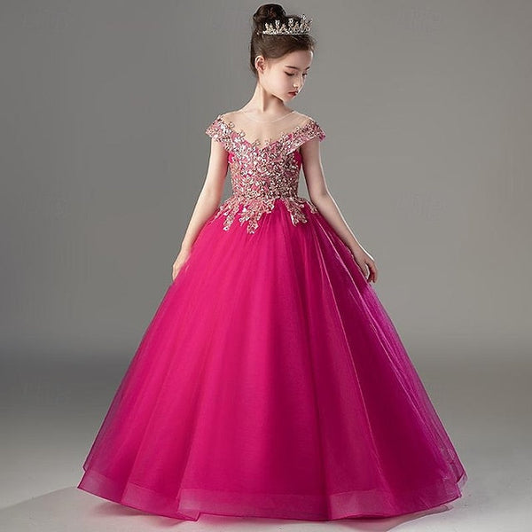 Girls' Short Kids Sleeve Color Solid Dress Party FashionChic