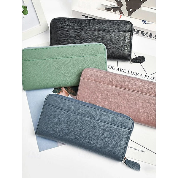 Cowhide Wallet Card Credit Leather Women's Holder FashionChic