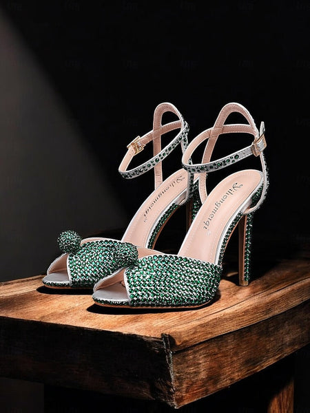 Stiletto Embellished with Sandals Heel Rhinestone Women's FashionChic